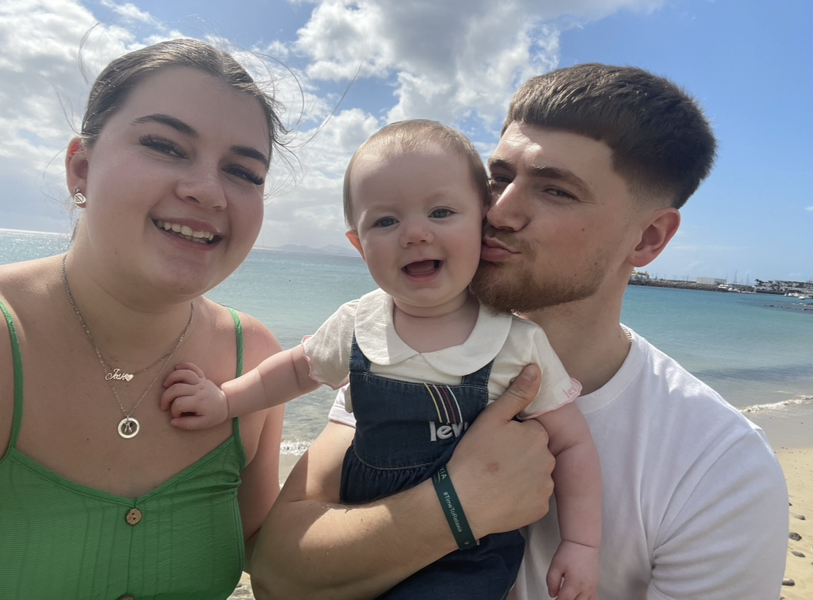 Ella and her partner Josh with their daughter Willow