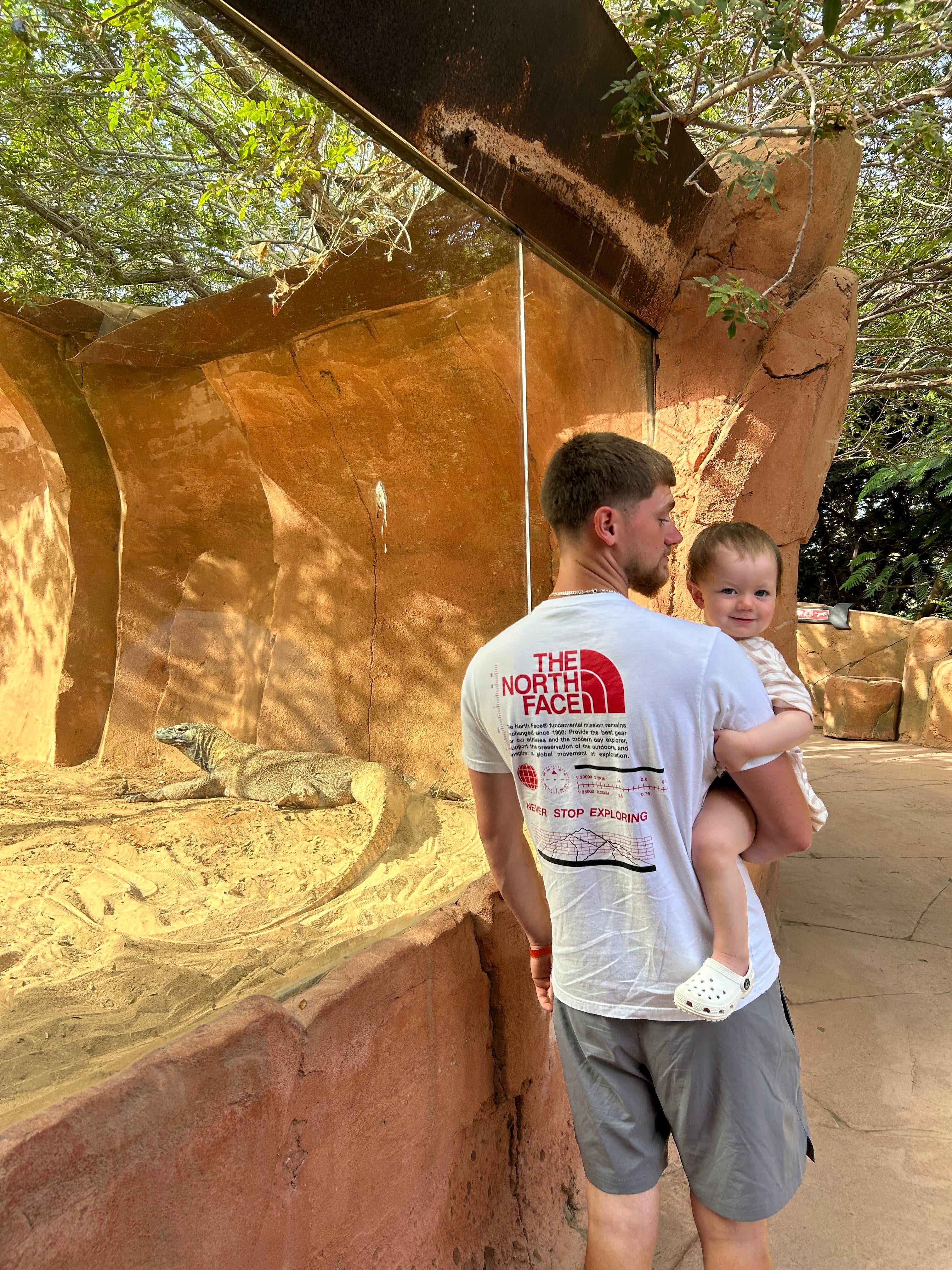 Josh and Willow at Rancho Texas Park in Lanzarote during a family holiday