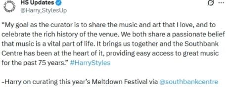 Source: Harry Styles X account